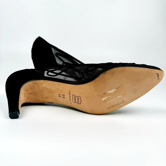 Vintage Paloma Mesh Classic Black High Heel Stylish Party Pumps Size 9.5AA - Picture 8 of 10